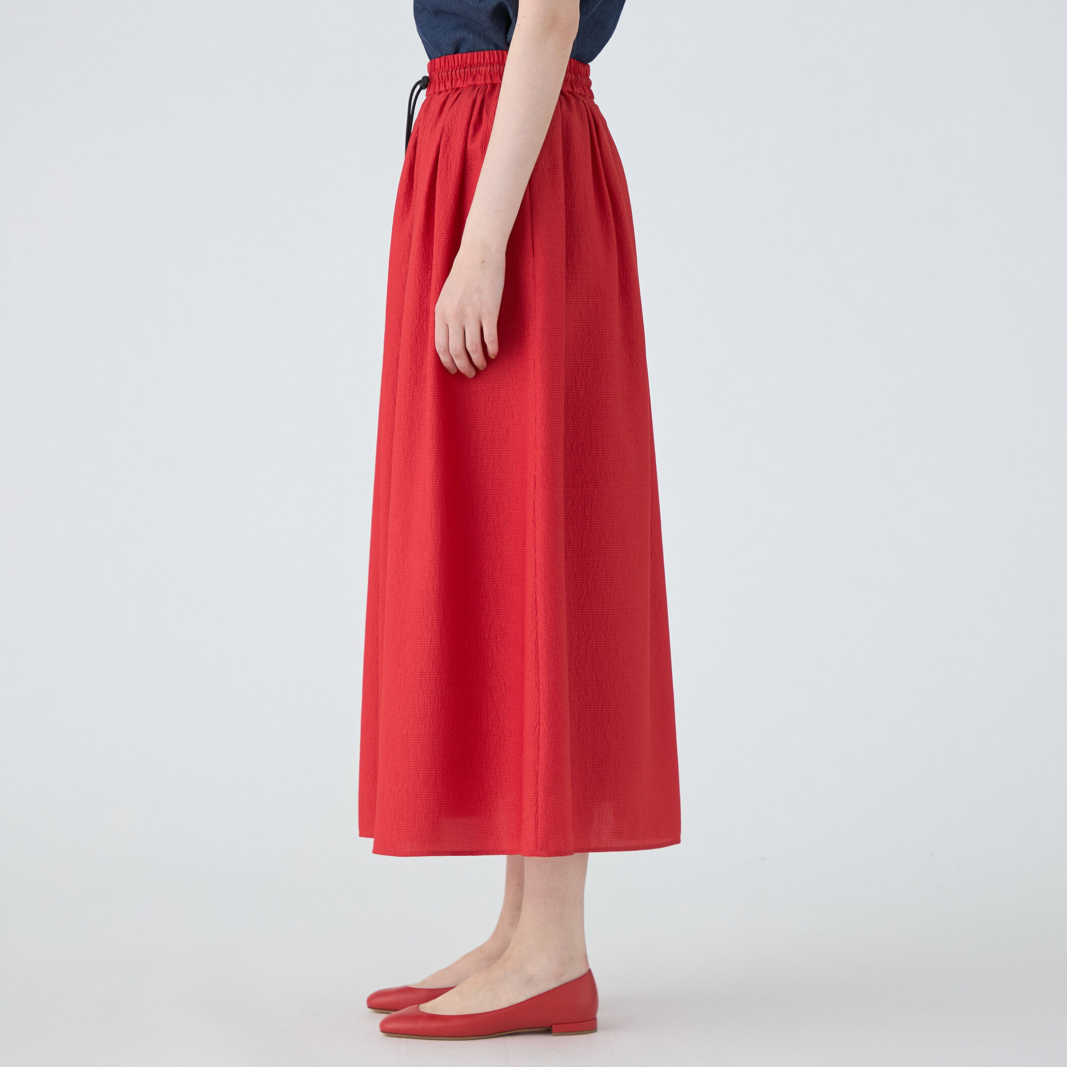 【23AW】新作 サテンクレープxレース ミディスカート ◆プラダ◆ 20%OFF】double lace skirt～ﾀﾞﾌﾞﾙﾚｰｽｽｶｰﾄ | flower／フラワー