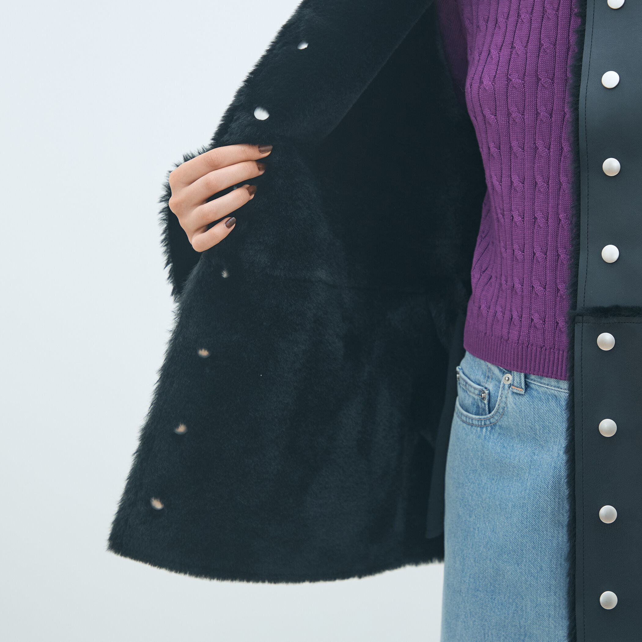 フェイクムートン リバーシブルショートコート