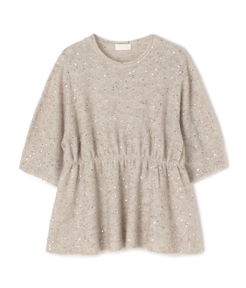 ラメスパンコールモヘヤ ペプラムプルオーバー