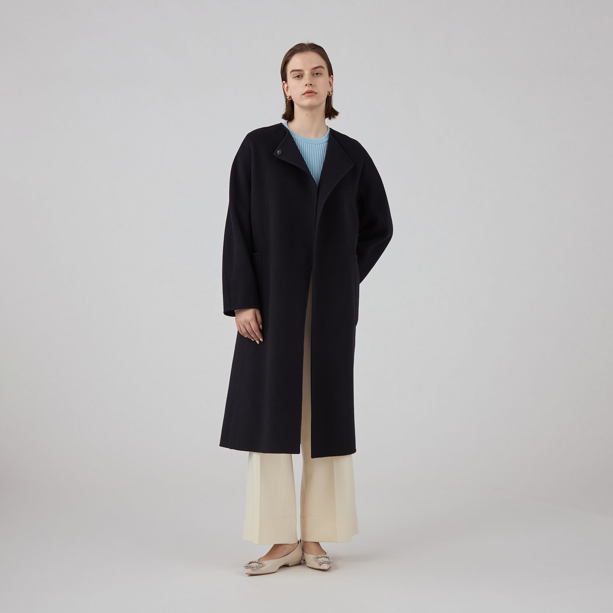 【最終値下】BALLSEY リアルムートン ノーカラーロングコート 最終値下】BALLSEY リアルムートン ノーカラーロングコート