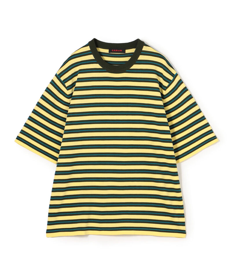 CABaN コットン ハイゲージストライプ クルーネックプルオーバー