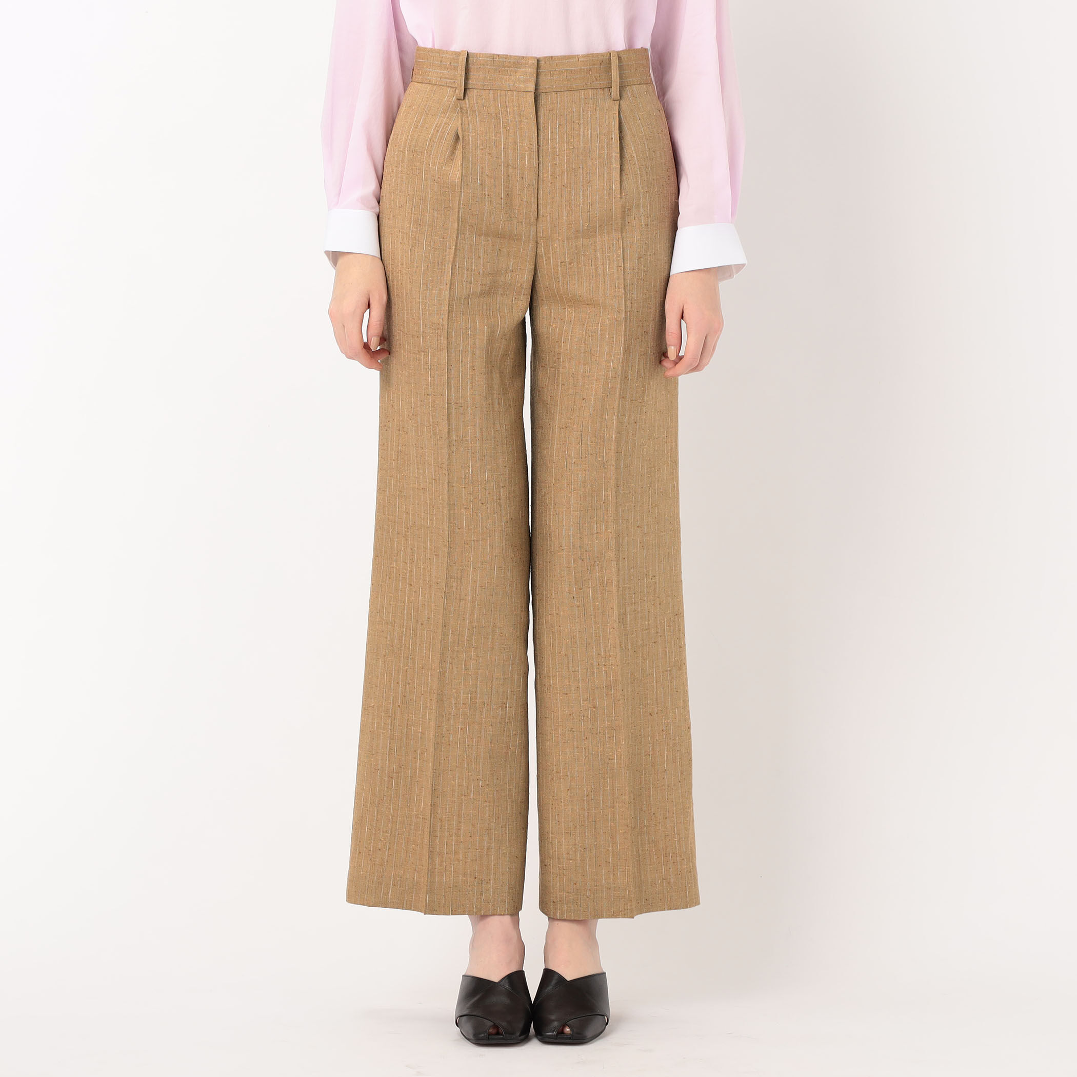 リネンストライプ ワンタックパンツ｜トゥモローランド 公式サイト
