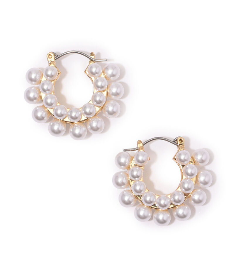 Kenneth Jay Lane gold/pearl ball clus ピアス