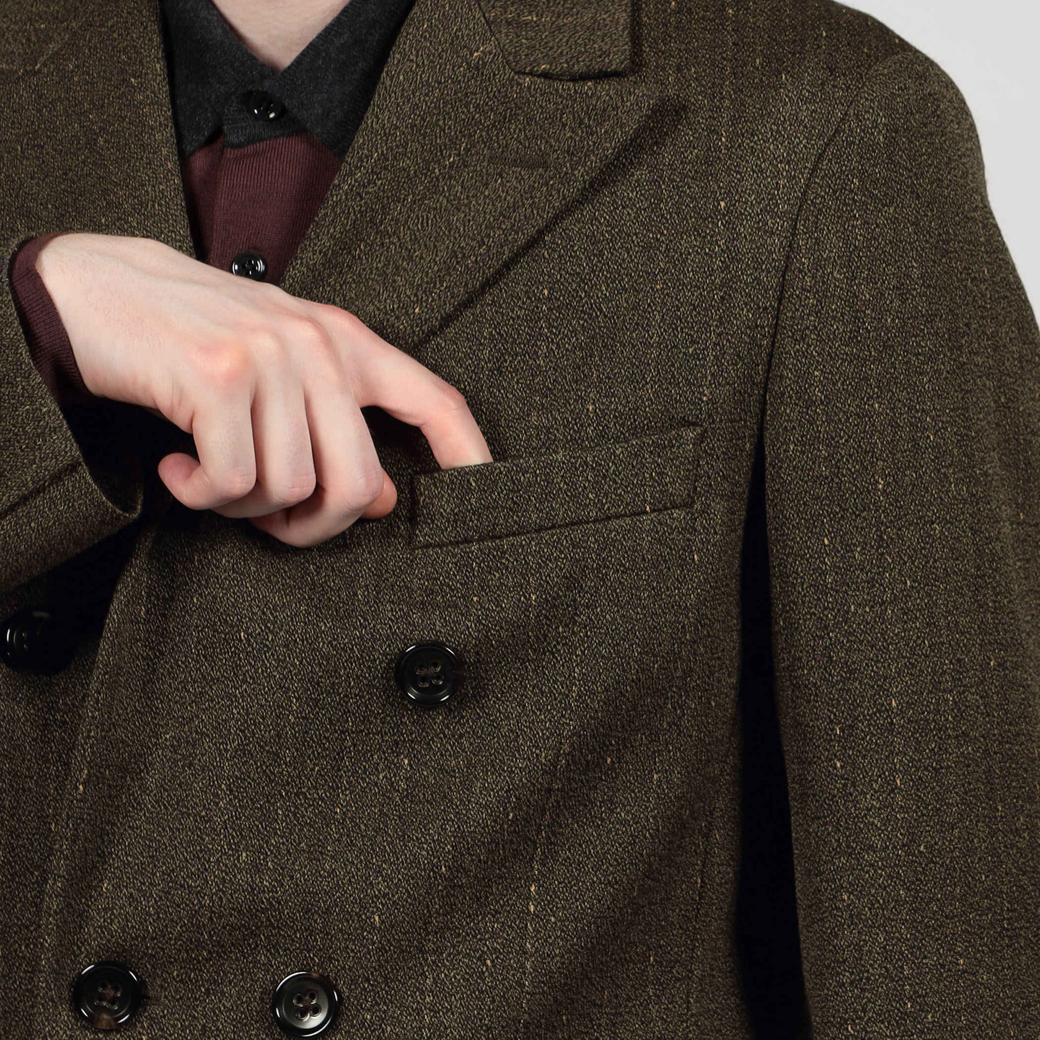 【TOMORROWLAND】 ダブル ジャケット ストライプ 茶 ブラウン 46 TOMORROWLAND】 ダブル ジャケット ストライプ 茶 ブラウン 46