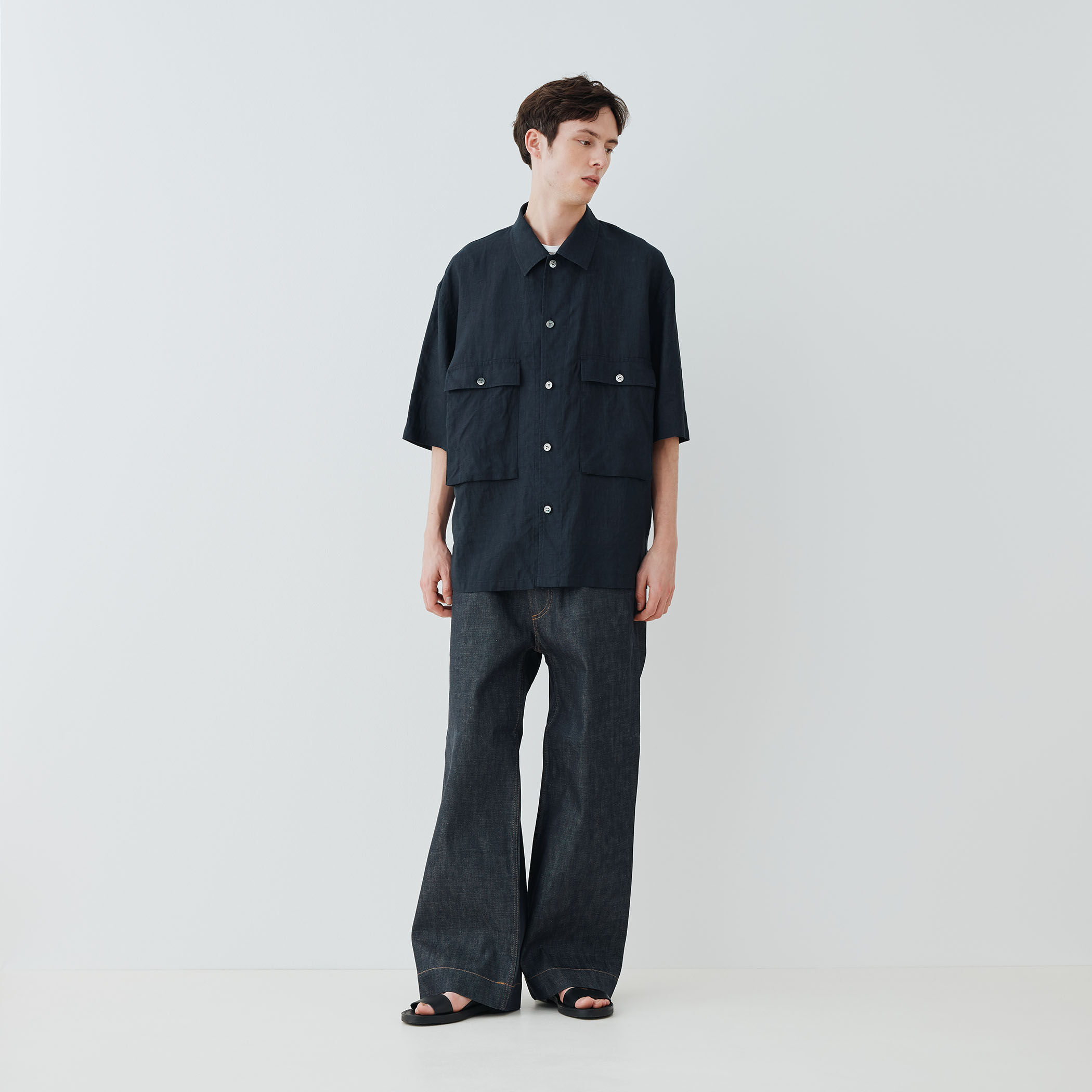 G496/美品 21SS GALERIE VIE リネンポプリンシャツ 36 G496/美品 21SS GALERIE VIE リネンポプリンシャツ 36