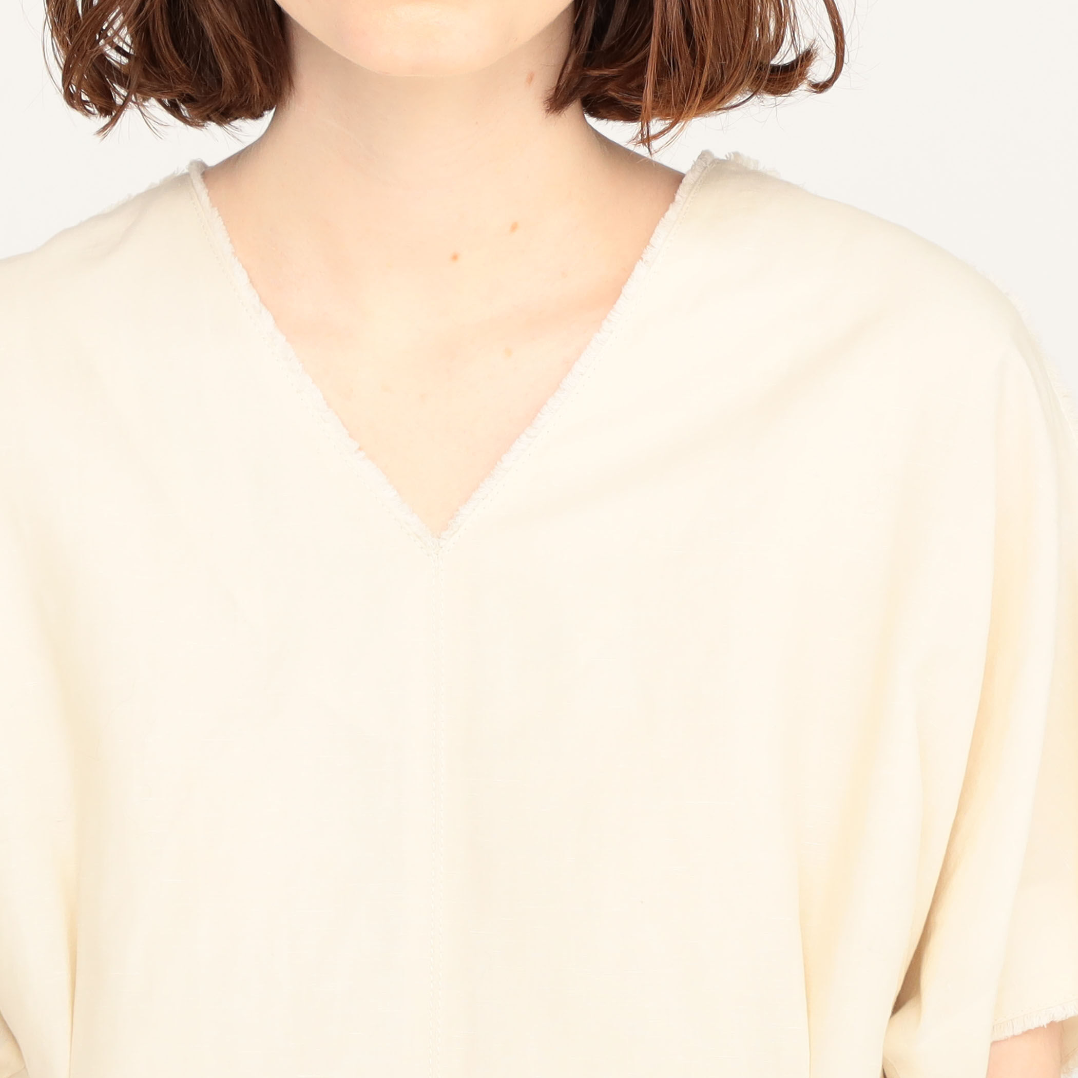 プランテーション コットンリネン Vネック ワンピース BPF01_11_11062206202_4100