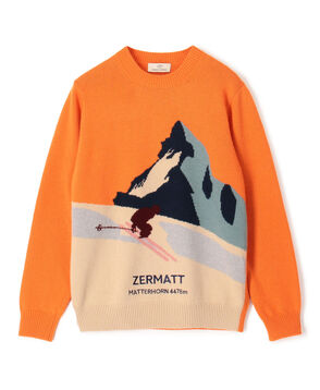 ラムウール インターシャ クルーネックプルオーバー