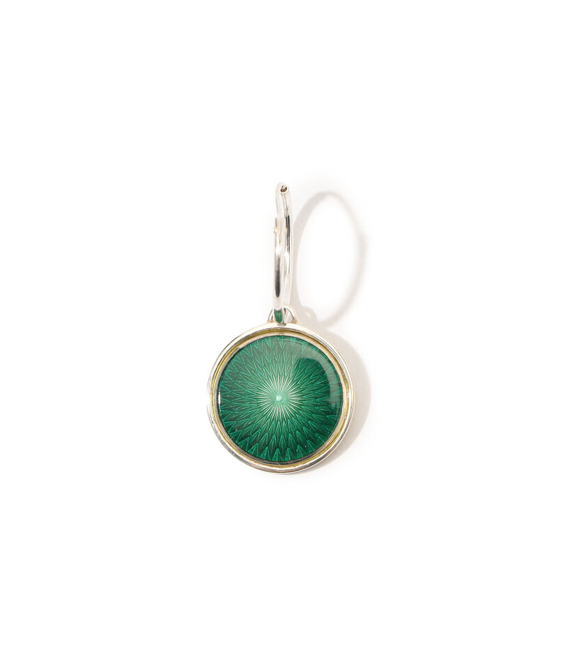 FERIAN Enamel Signet Pierced Earrings Green Glass