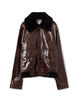 edition pourell パテントレザー ファーカラー ジャケット