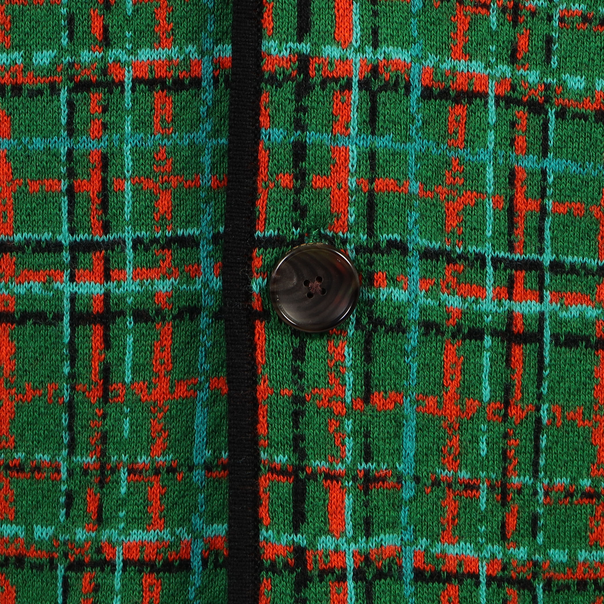 □CABaN コットンカシミヤ チェックジャカードVネック