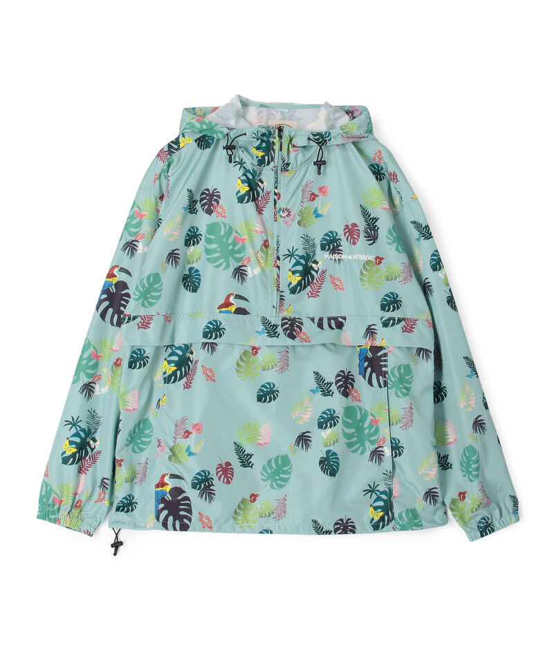 ポリエステル トロピカルプリント フーデッドパーカー