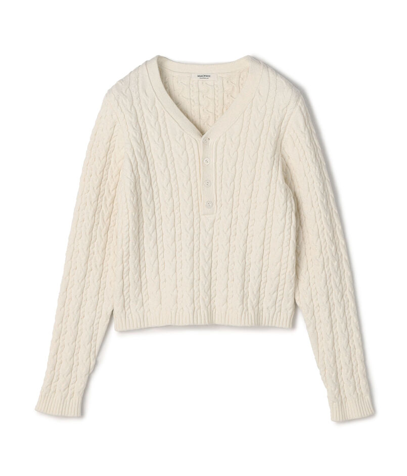 ハイブリットコットンケーブル Vネックプルオーバー
