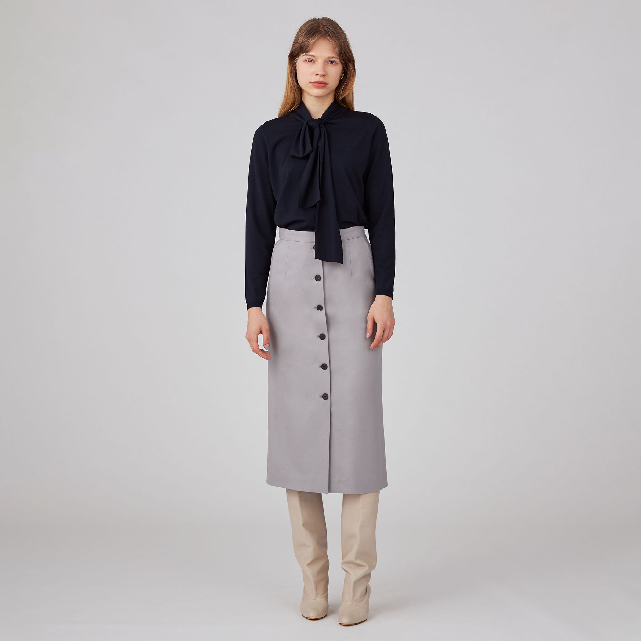 スーパーエクストラファインウール ボウタイプルオーバー