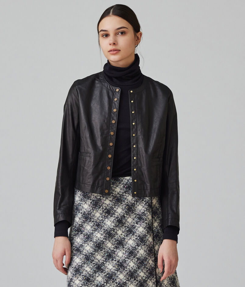 ライトセミベジタブルレザー ノーカラージャケット｜トゥモローランド  