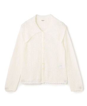 レーシーニット ビックカラーカーディガン