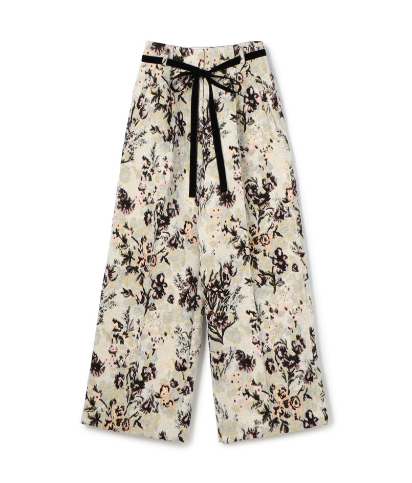 ブラッシュフラワープリント ワイドストレートパンツ