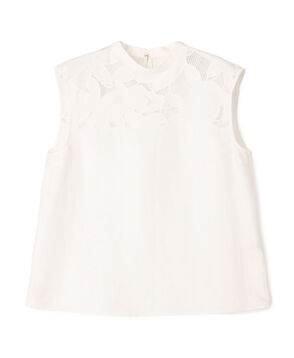 フィグリーフエンブロイダリー スタンドネックブラウス