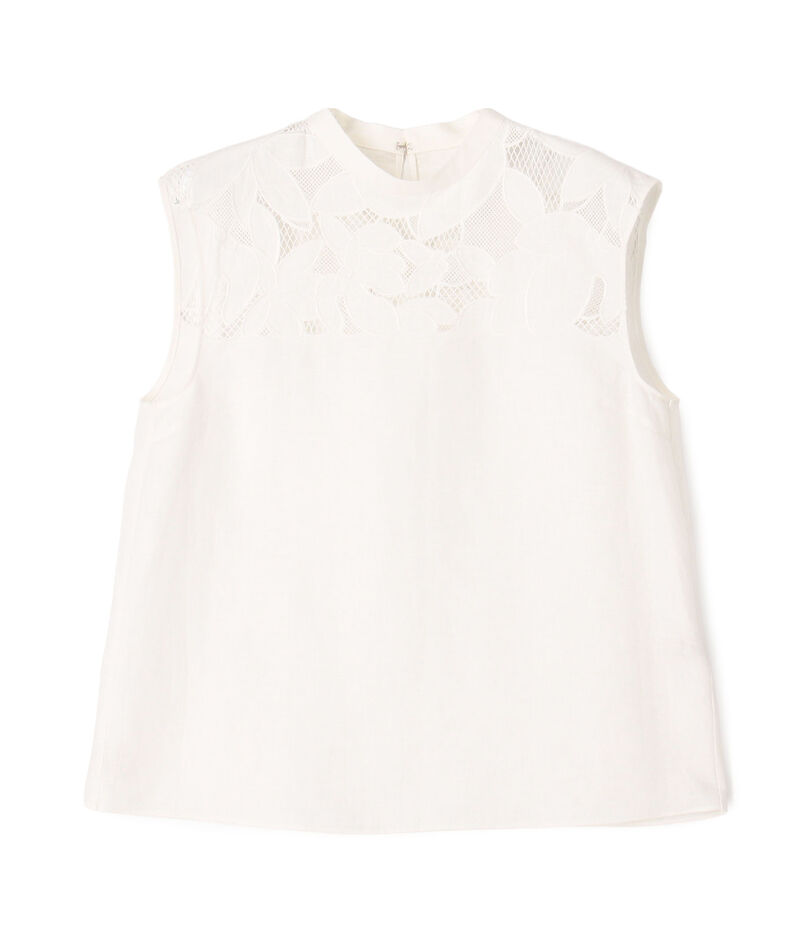 フィグリーフエンブロイダリー スタンドネックブラウス