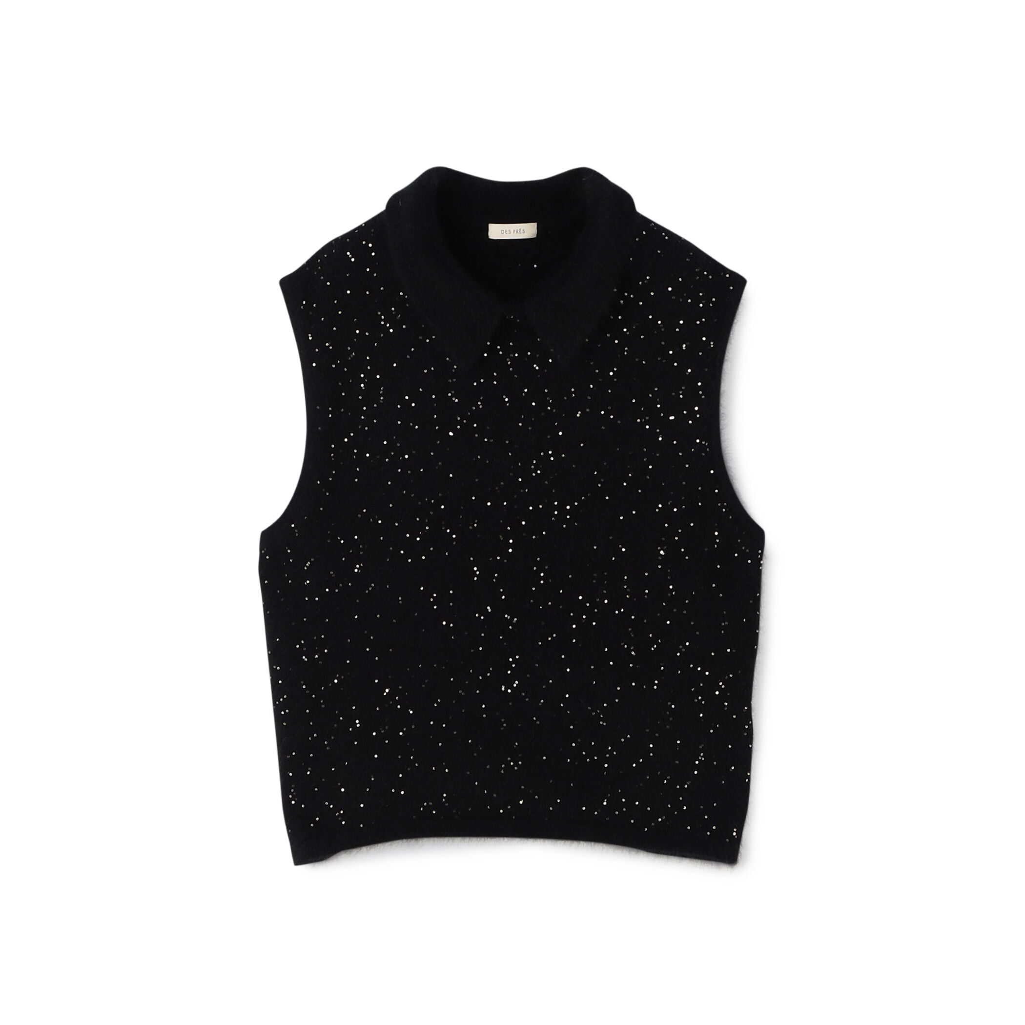 DES PRES デプレ フォックスカシミヤ シャツカラープルオーバー 黒 セール】フォックスカシミヤ シャツカラープルオーバー（ニット