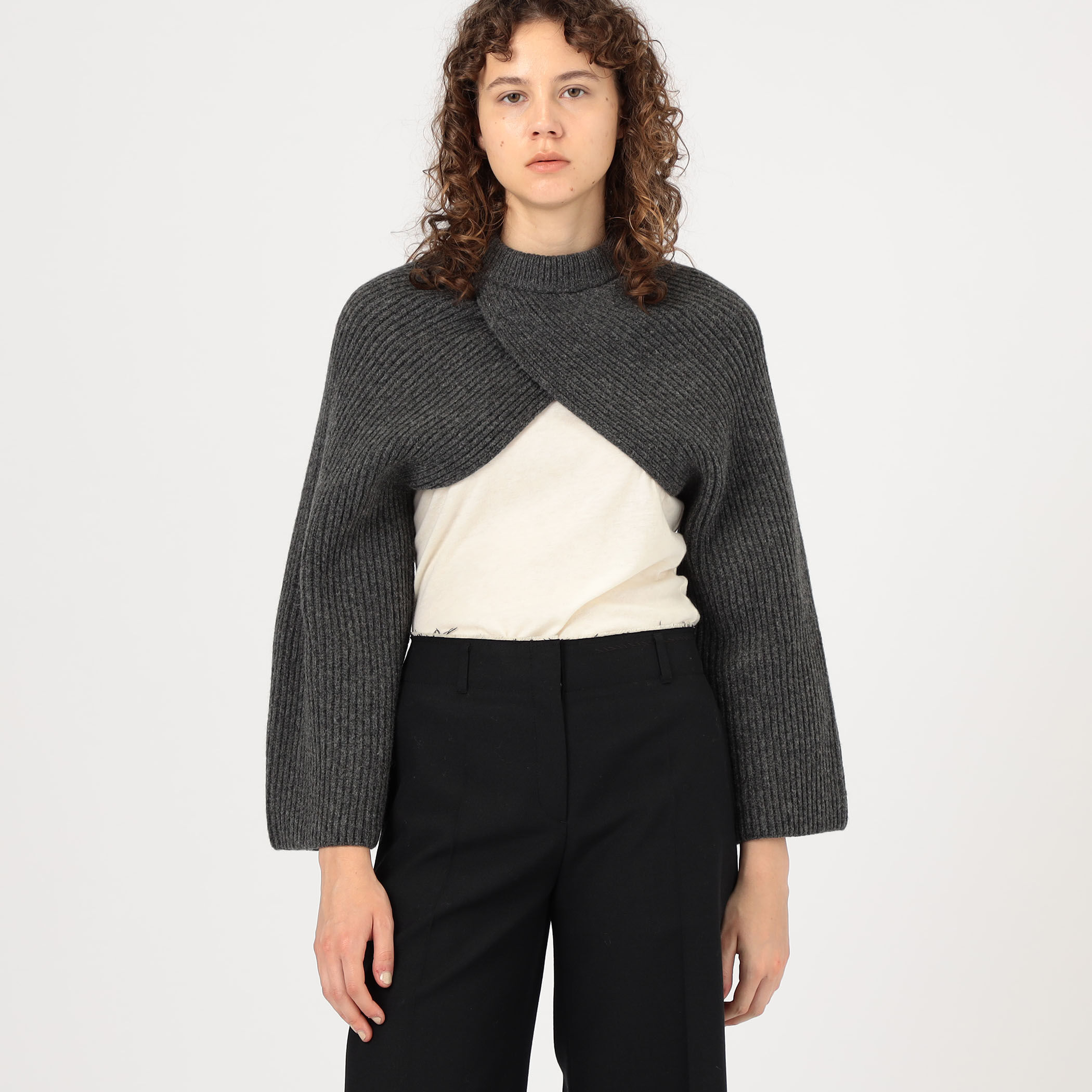 トップス HYKE RIBBED KNIT SHRUG Black size 1 HYKE RIBBED KNIT SHRUG｜トゥモローランド 公式通販