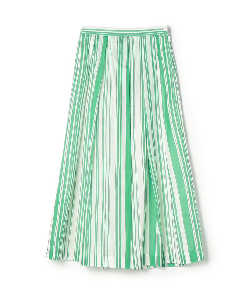 【WEB先行予約】シルクコットンランダムストライプ タックスイングスカート