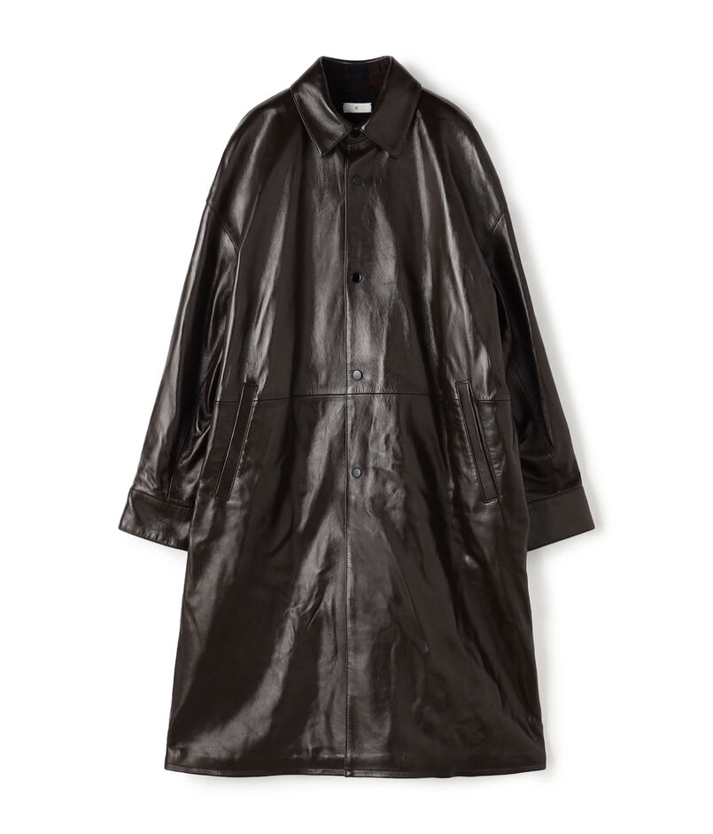 パテントレザー ステンカラーコート