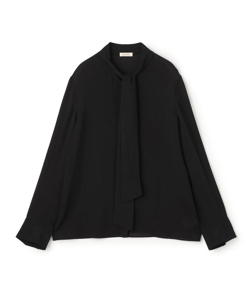 シアーレースコラージュ ボウタイナローブラウス