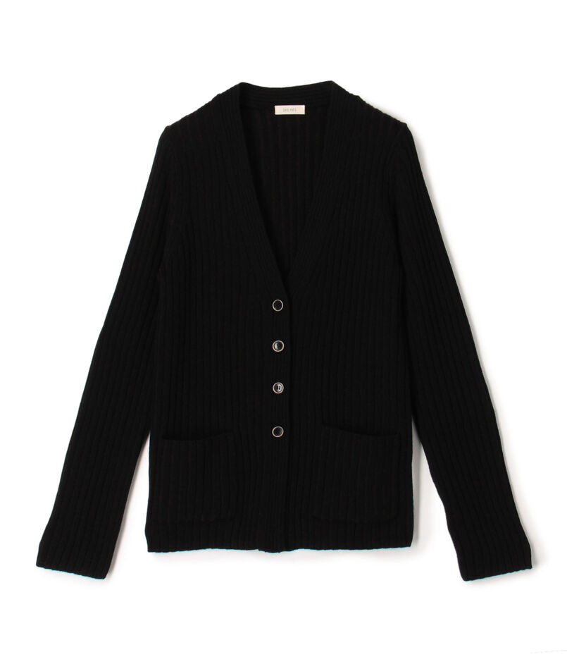 ウールリブ Vネックカーディガン