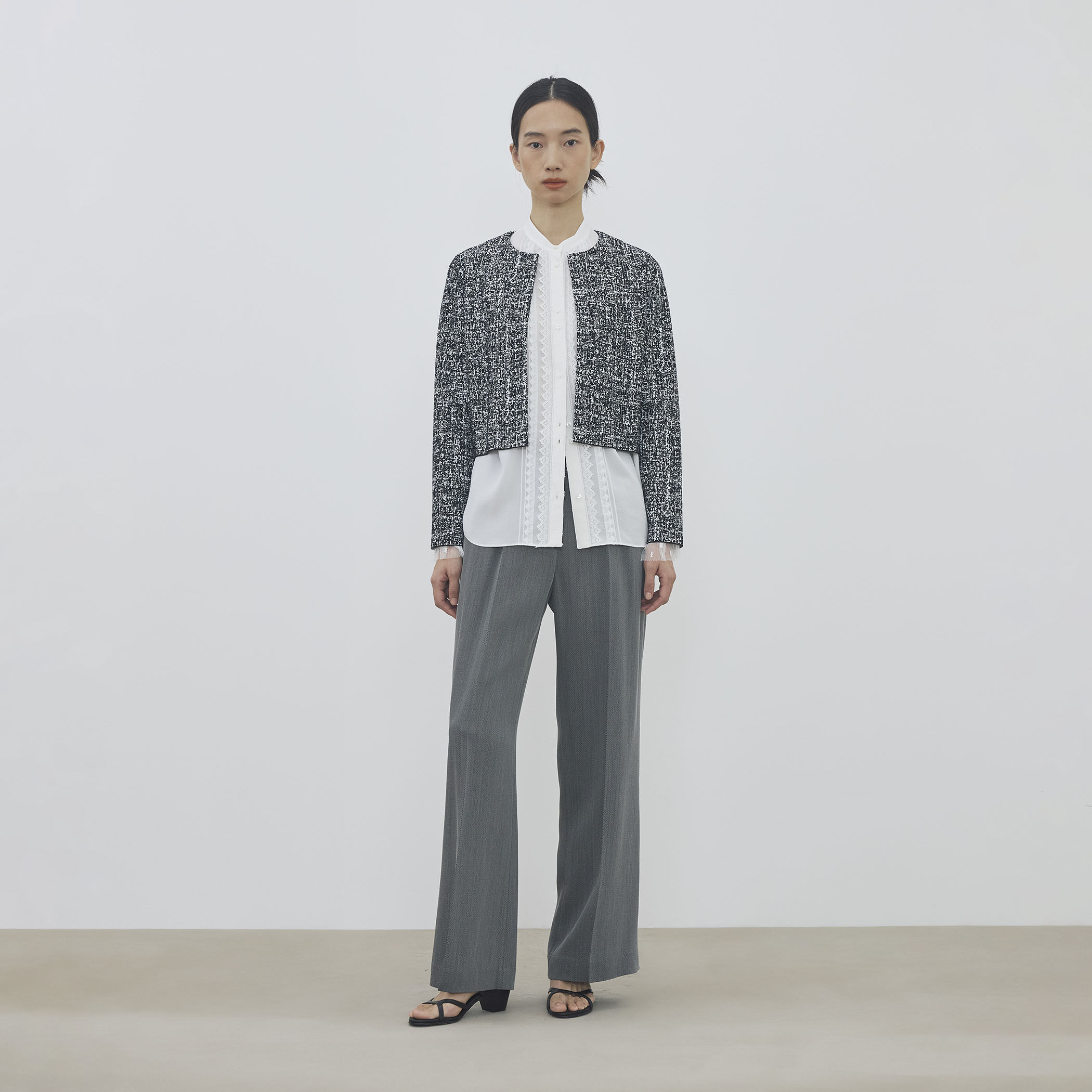 ツートーンジャカード ノーカラージャケット｜トゥモローランド 公式通販