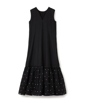 【別注】ne Quittez pas BLACK ORGANZA COMB ノースリーブ ロングワンピース
