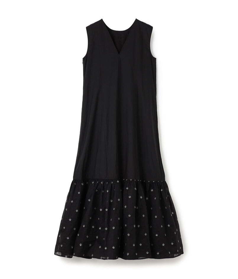 【別注】ne Quittez pas BLACK ORGANZA COMB ノースリーブ ロングワンピース