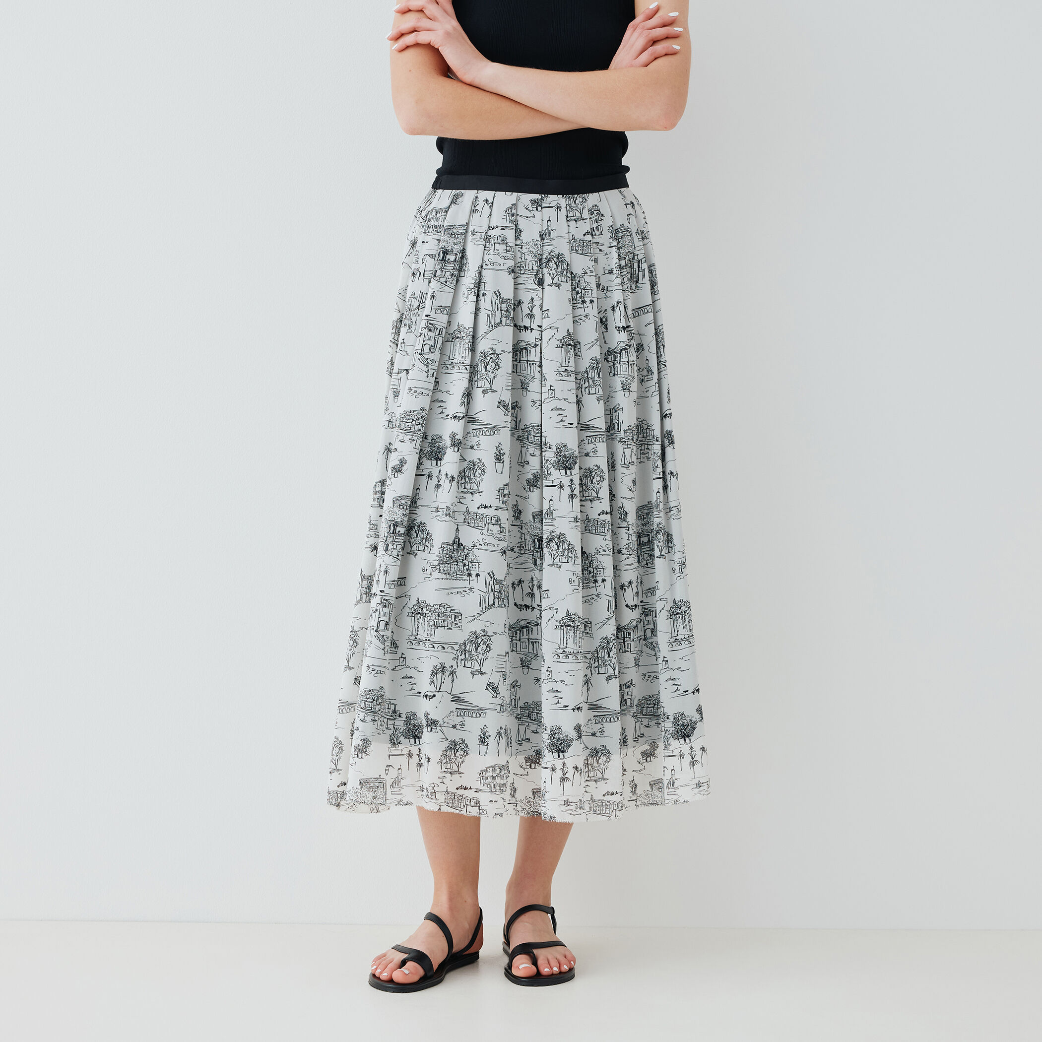 LandScapeシルクストレッチ イージータックスカート