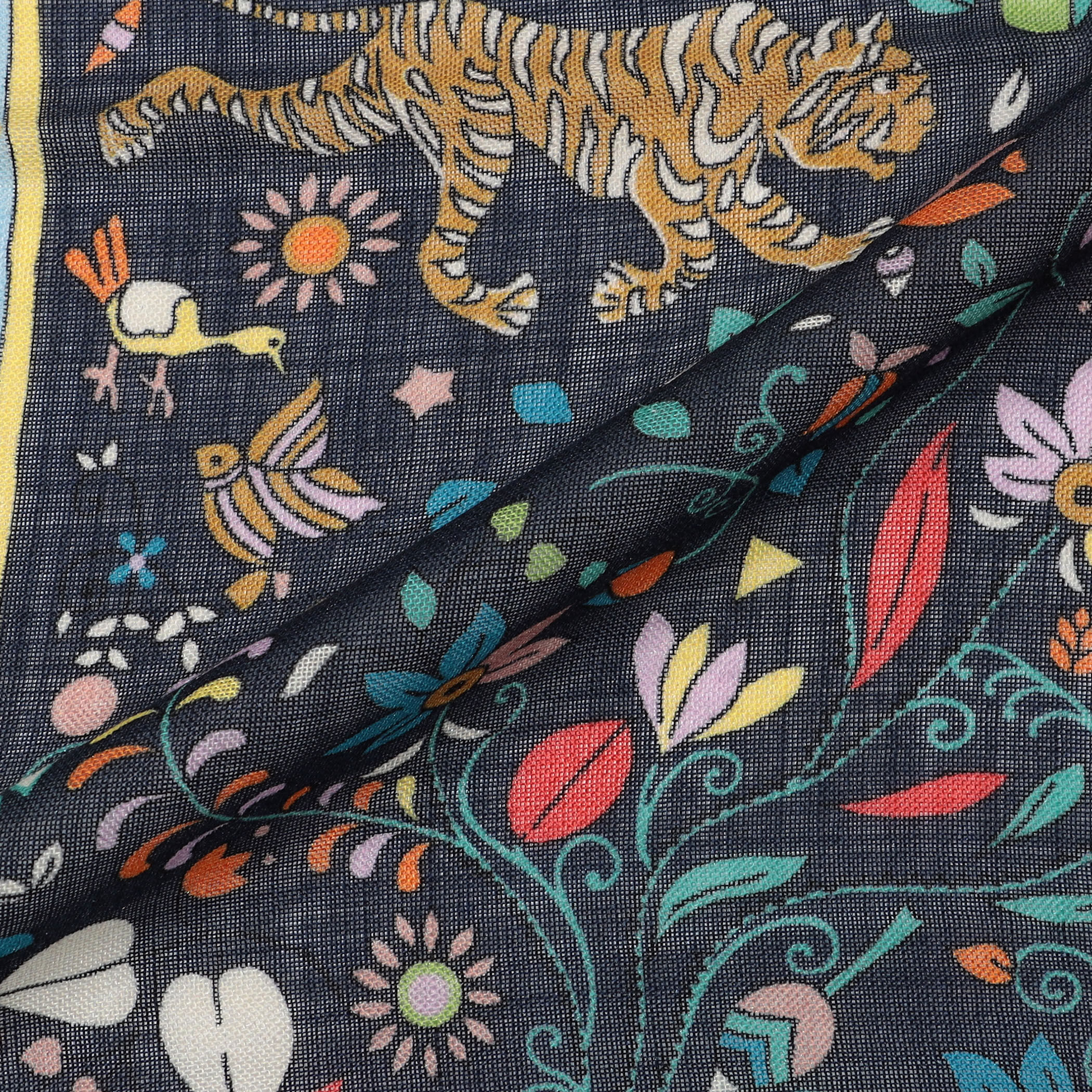 Drake's TIGER GARDEN PRINT BANDANA ウールシルクプリントスカーフ