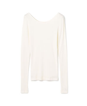 シルクコットンリブ ボートネックプルオーバー