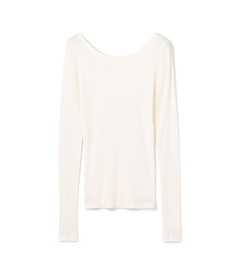 シルクコットンリブ ボートネックプルオーバー