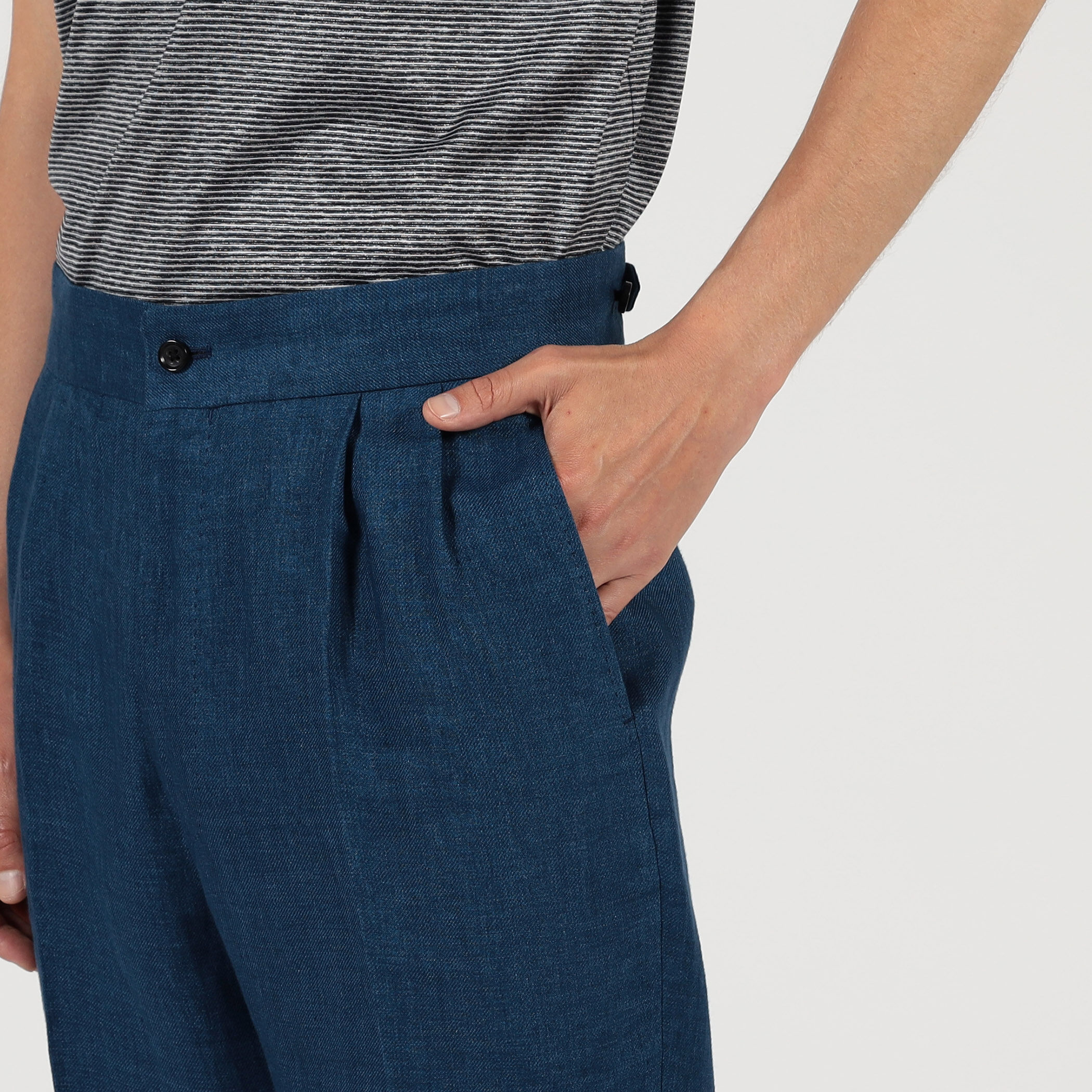 リネン バックベルト ペグトップスラックス SOLBIATI