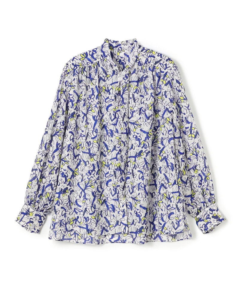 ペタルフラワープリント ボウタイブラウス