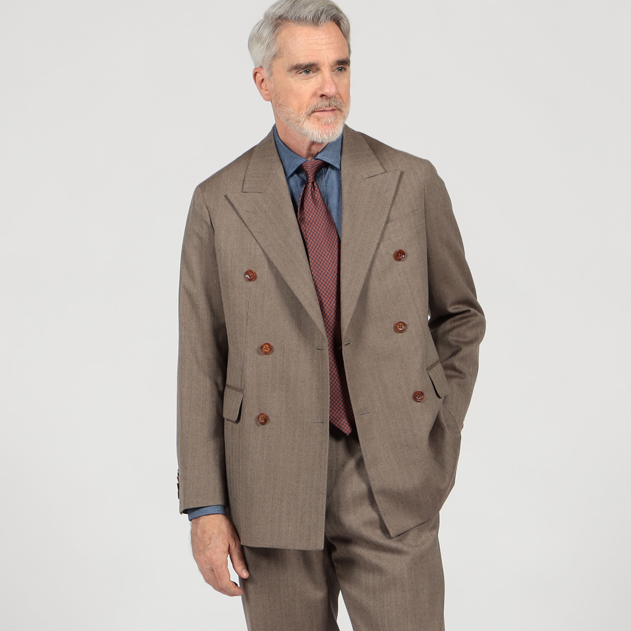 新品ヘリンボーンダブルジャケット NATION ／ ウールヘリンボーンダブルジャケット