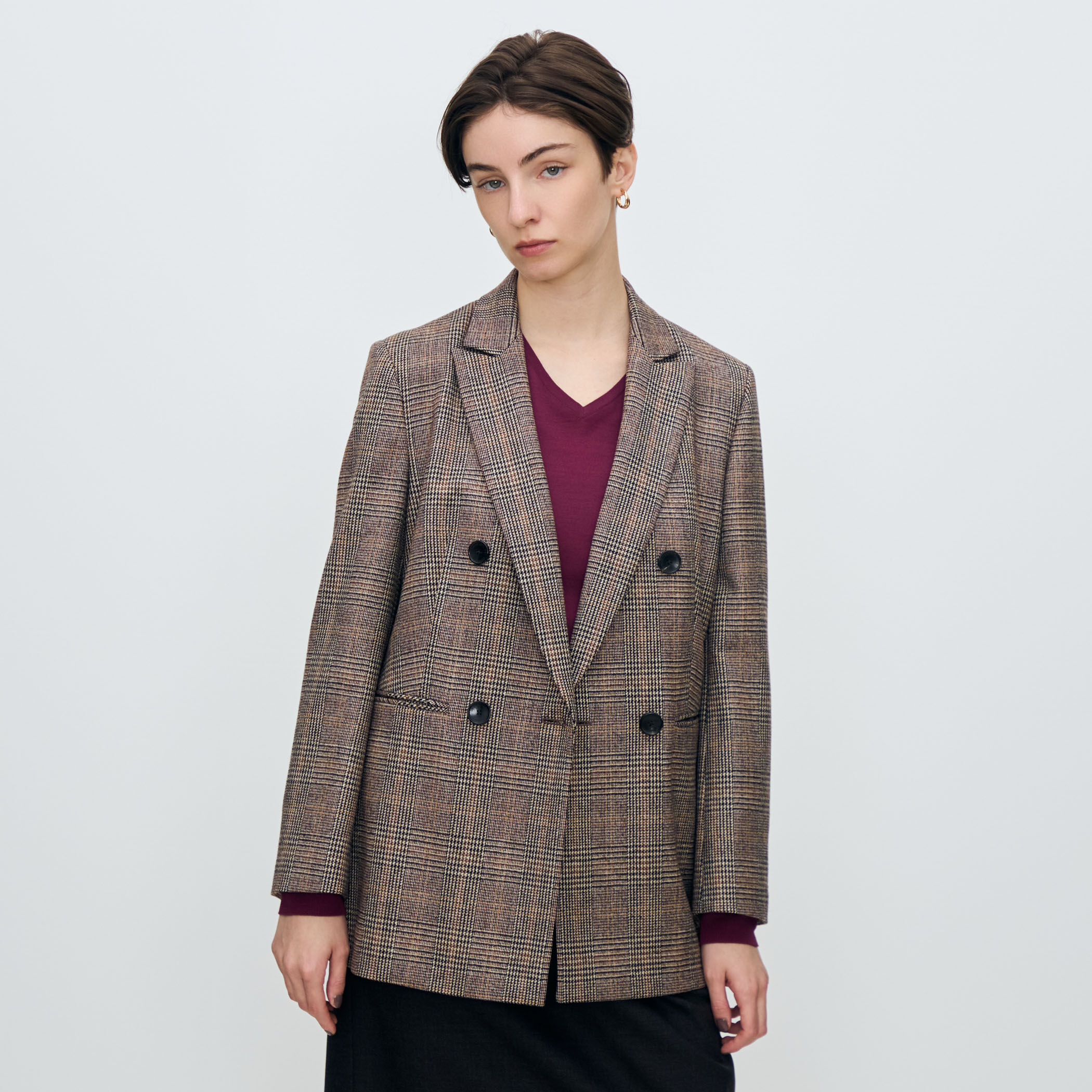 シックバーガンディー ダブルブレストジャケット｜トゥモローランド