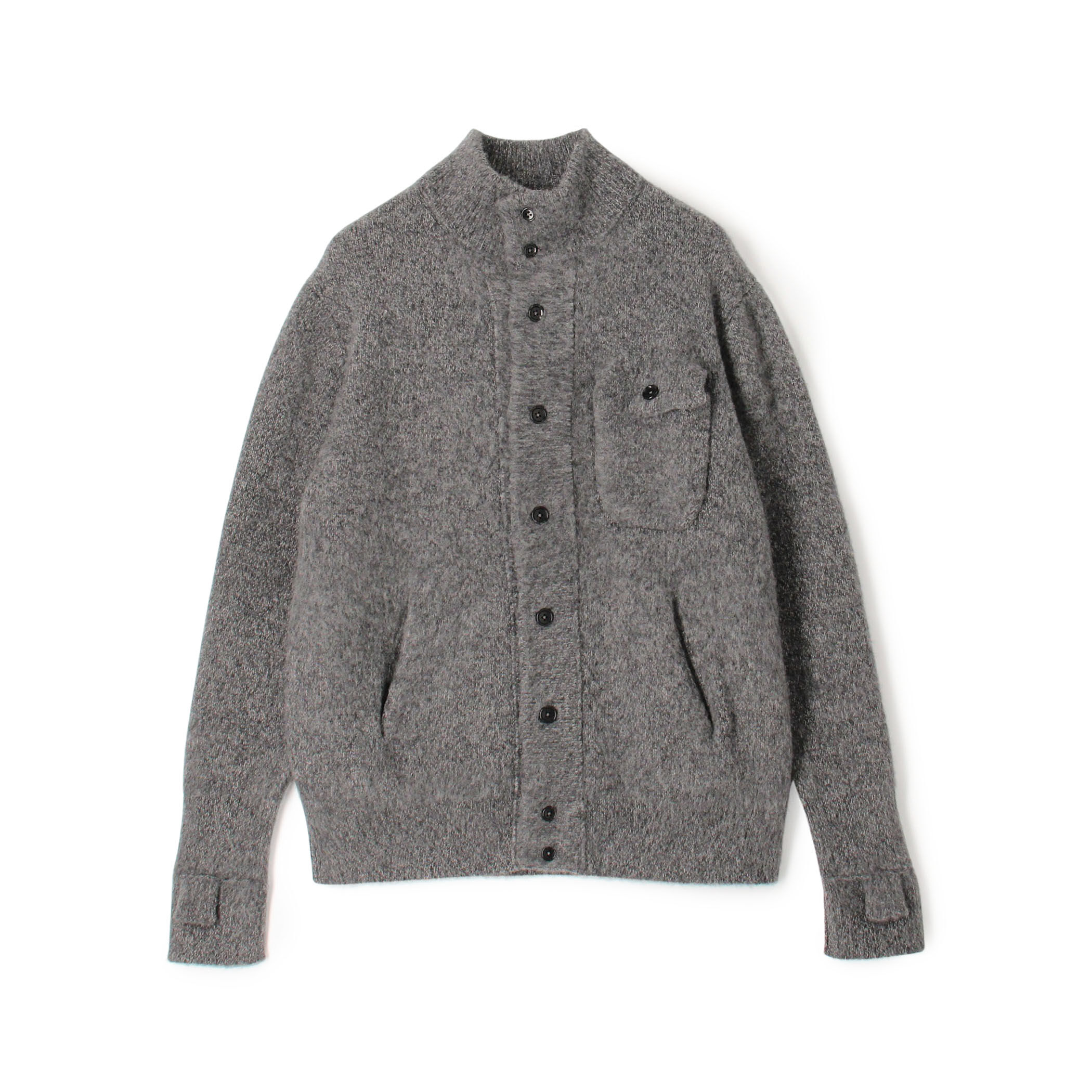 ウールカシミヤシルク スタンドカラーニットブルゾン