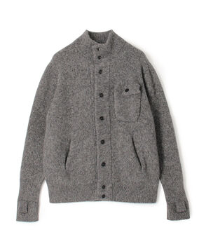 ウールカシミヤシルク スタンドカラーニットブルゾン