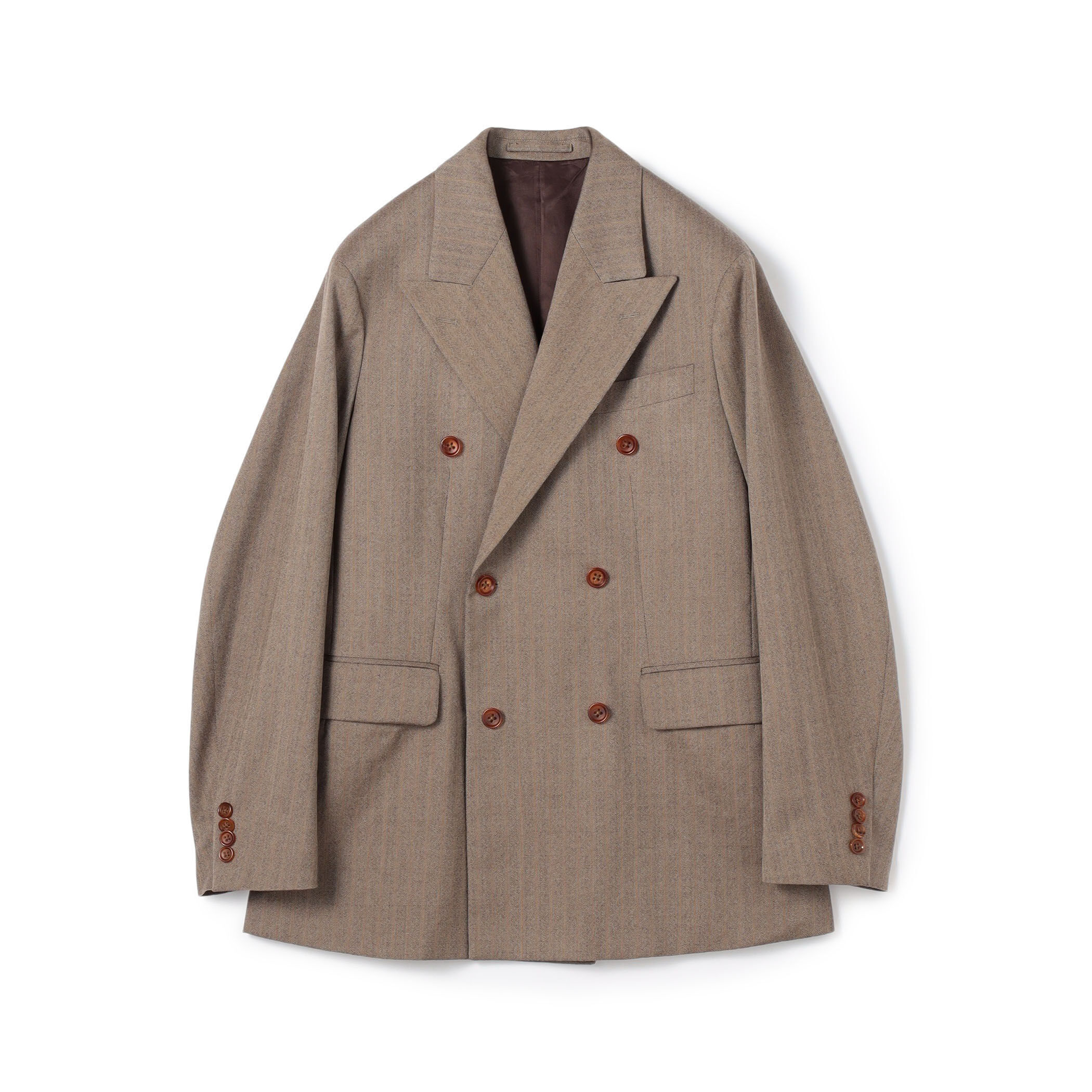 J7236 美品 タリアトーレ ヘリンボーン アンコンジャケット ブラウン 48 カシミヤ混 ヘリンボーンジャケット【MONTECARLO/モンテカルロ