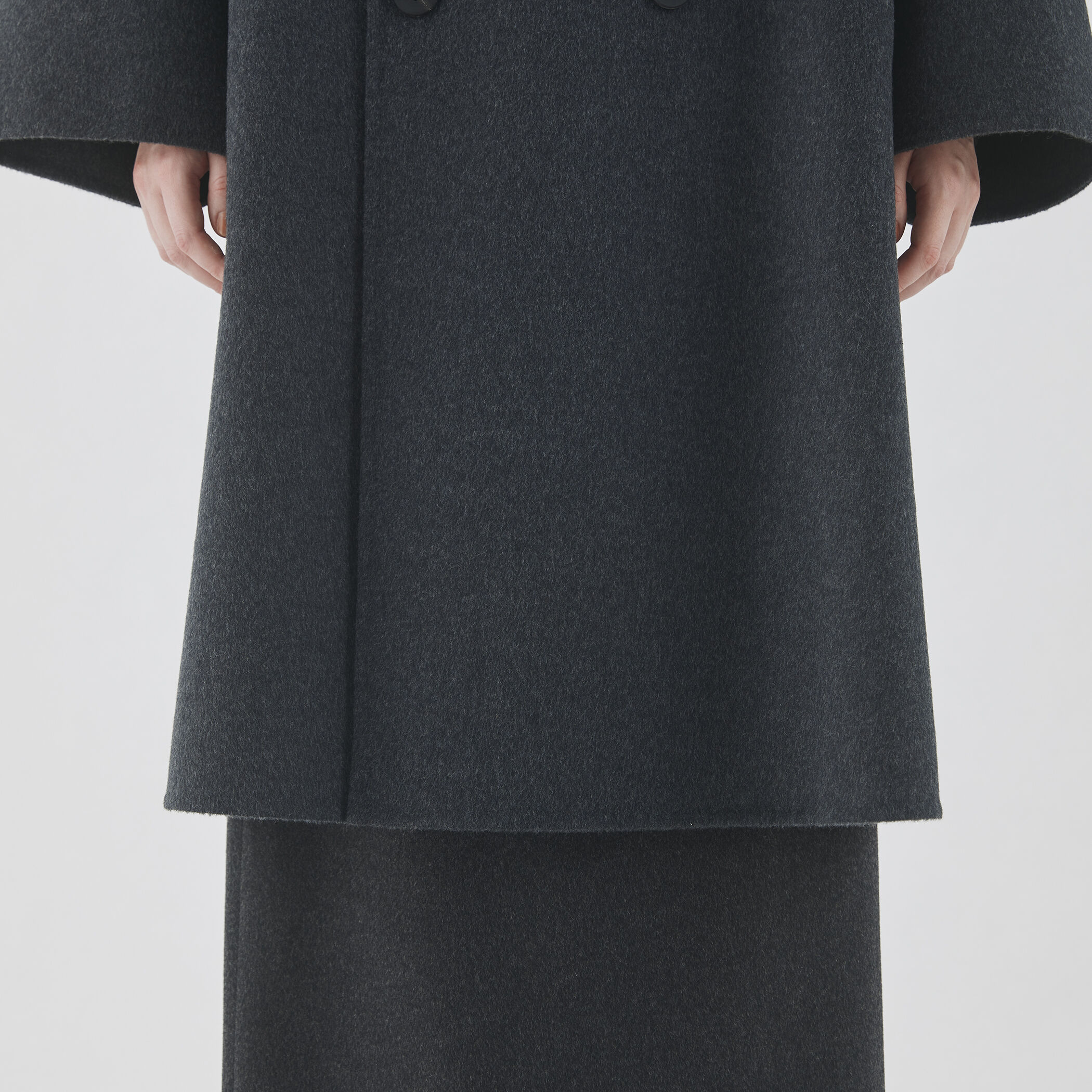 ウールダブルフェイス カラーレス トレンチコート｜トゥモローランド