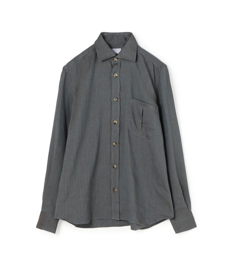 ERRICO FORMICOLA GIANNI リネンコットン ヘリンボーンシャツ