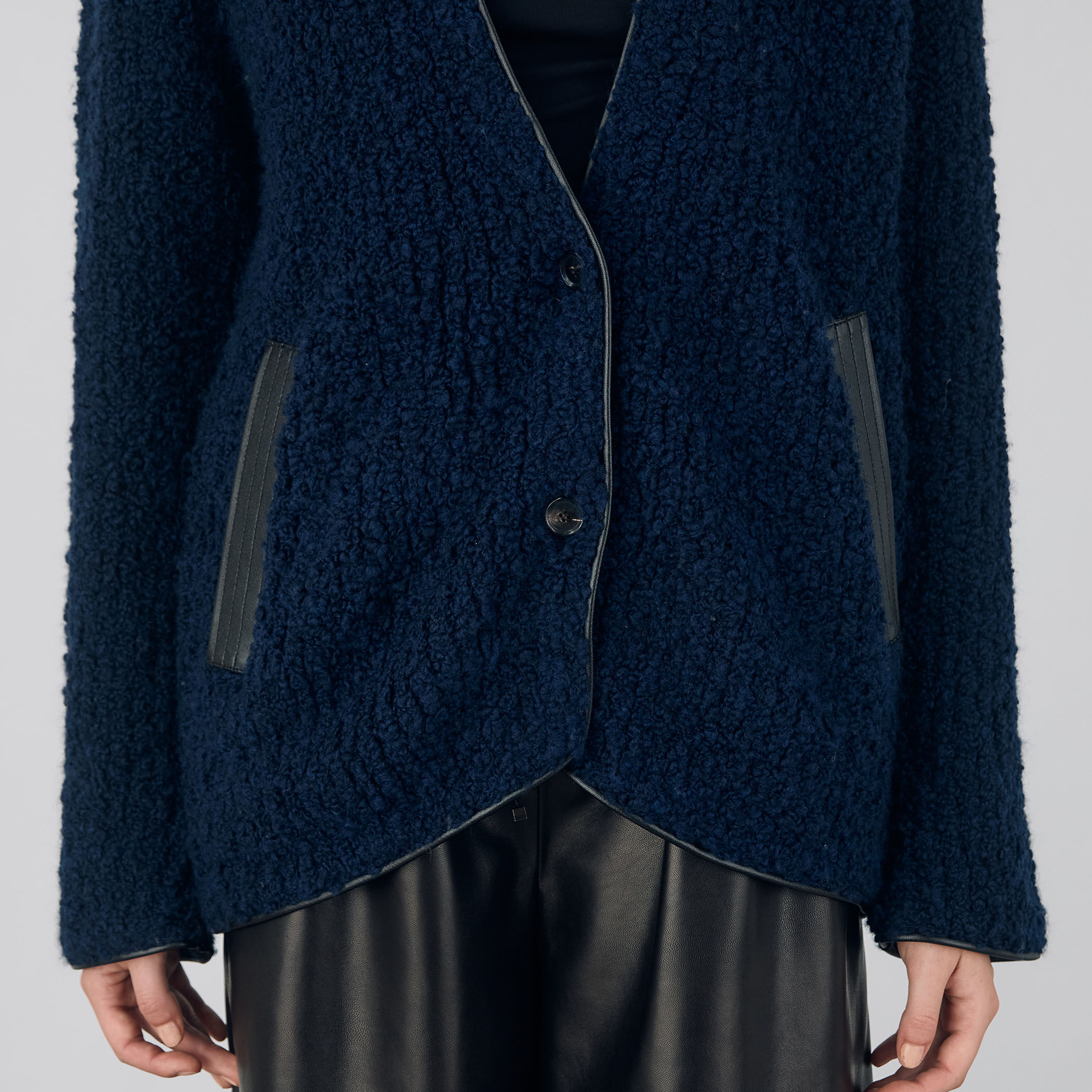 トゥモローランドDES PRES ウールブークレー カラーレスジャケット TOMORROWLAND｜ウールブークレー カラーレスジャケット | Rakuten