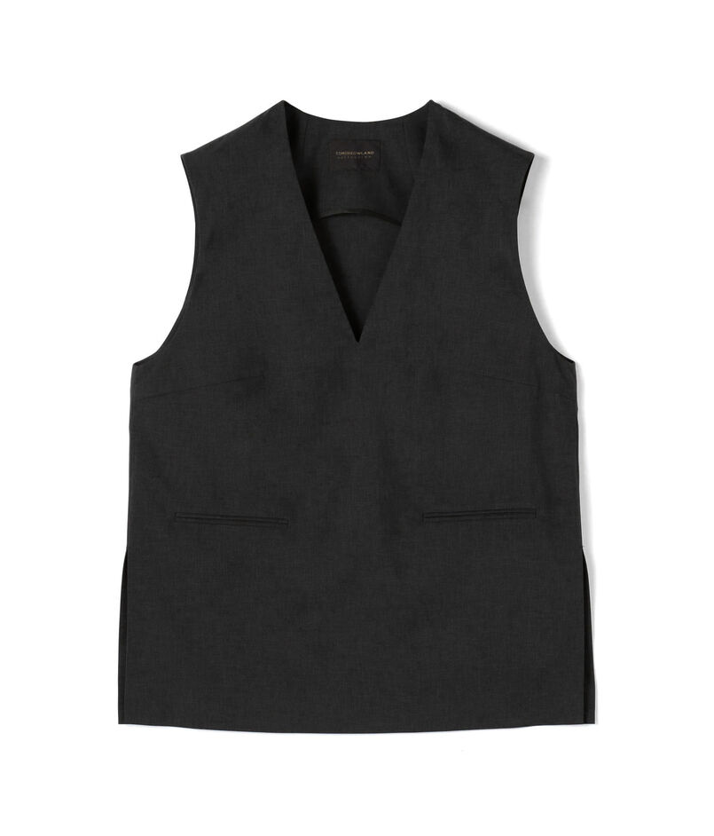 エクストラファインポリエステルトロピカル Vネックトップス