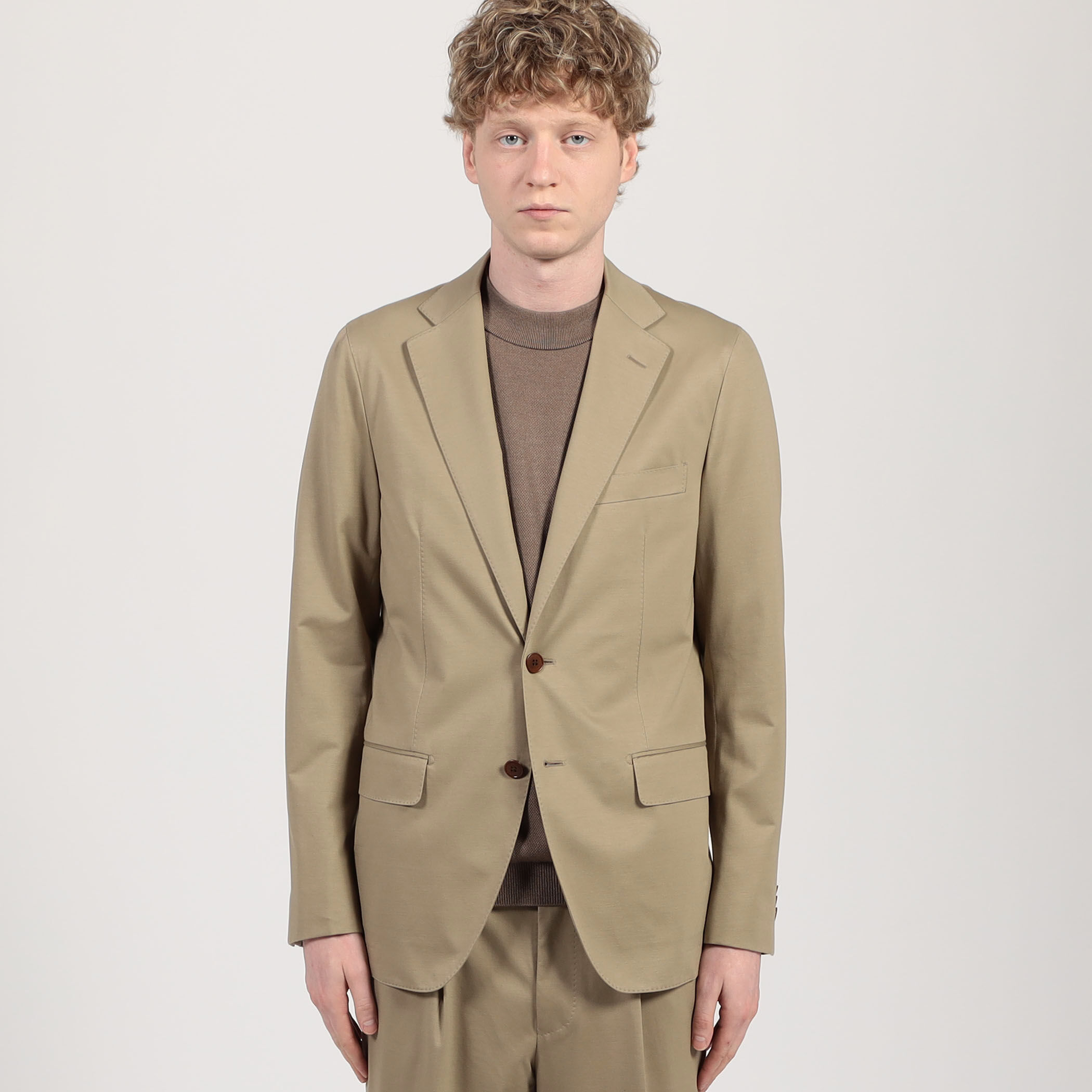 コットンポリエステル ストレッチツイル シングルブレステッド2B