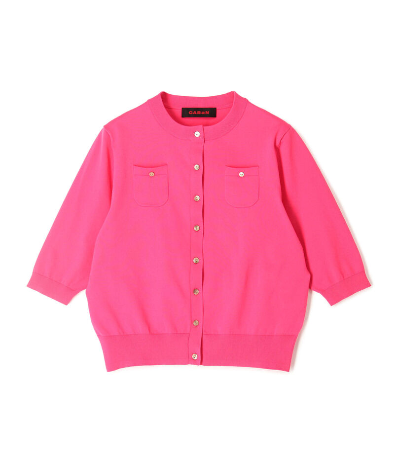 ファインポリエステル ハーフスリーブポケットカーディガン