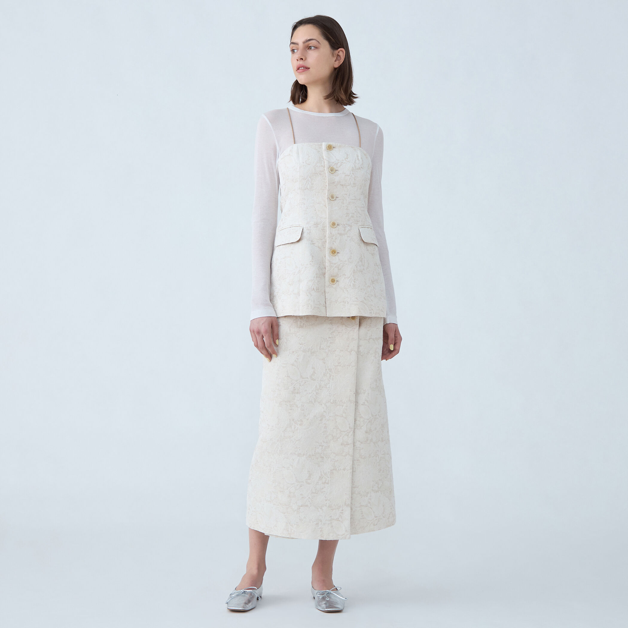 ボタニカルジャカード ラップナロースカート｜トゥモローランド 公式通販