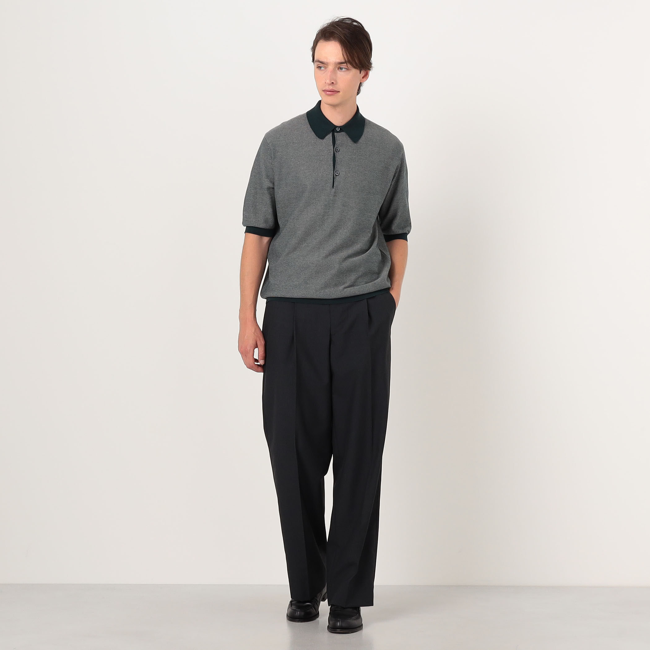 別注】JOHN SMEDLEY 30Gハニカム編み ニットポロ ISIS